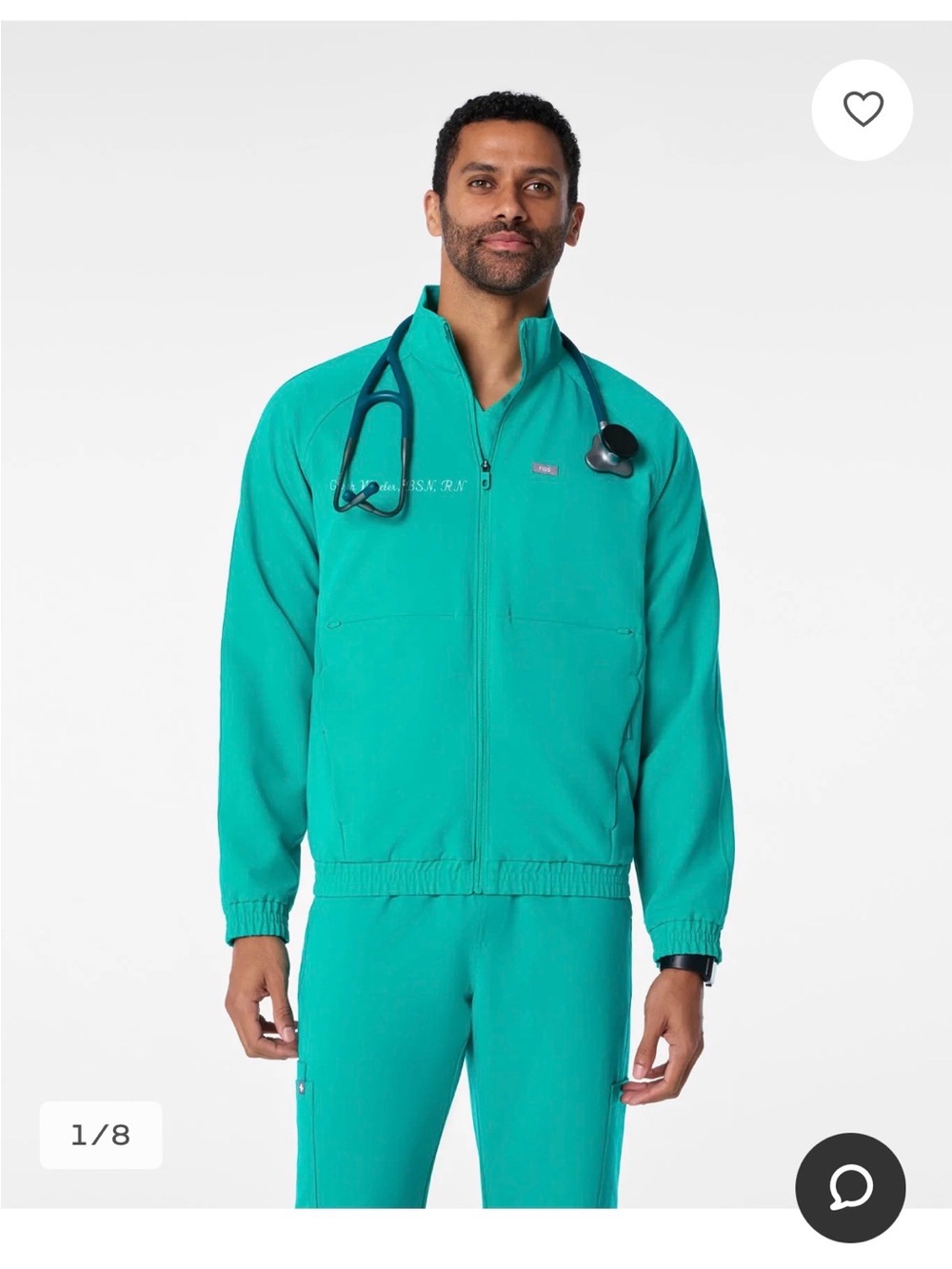 NWT Figs Men’s Cobaki Scrub Jacket Small in Lagoon